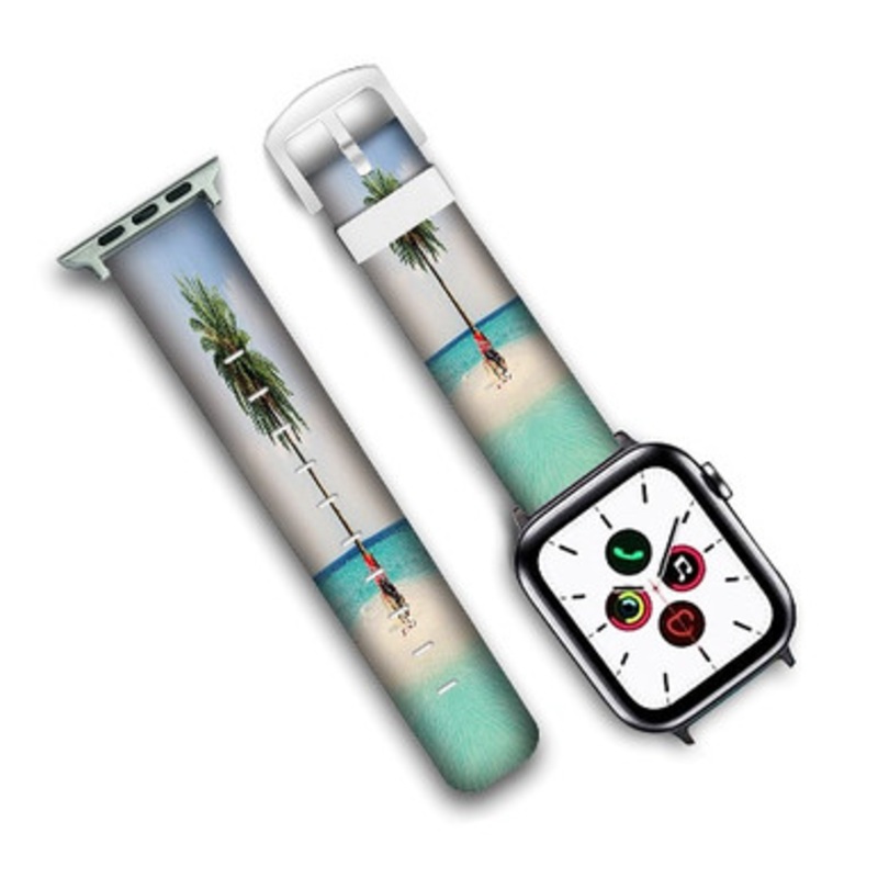 Pastele Ramriddlz Sweeter Dreams Custom Personalized Apple Watch Band Genuine Leather Watch Band Replacement 38mm 40mm 42mm 44mm