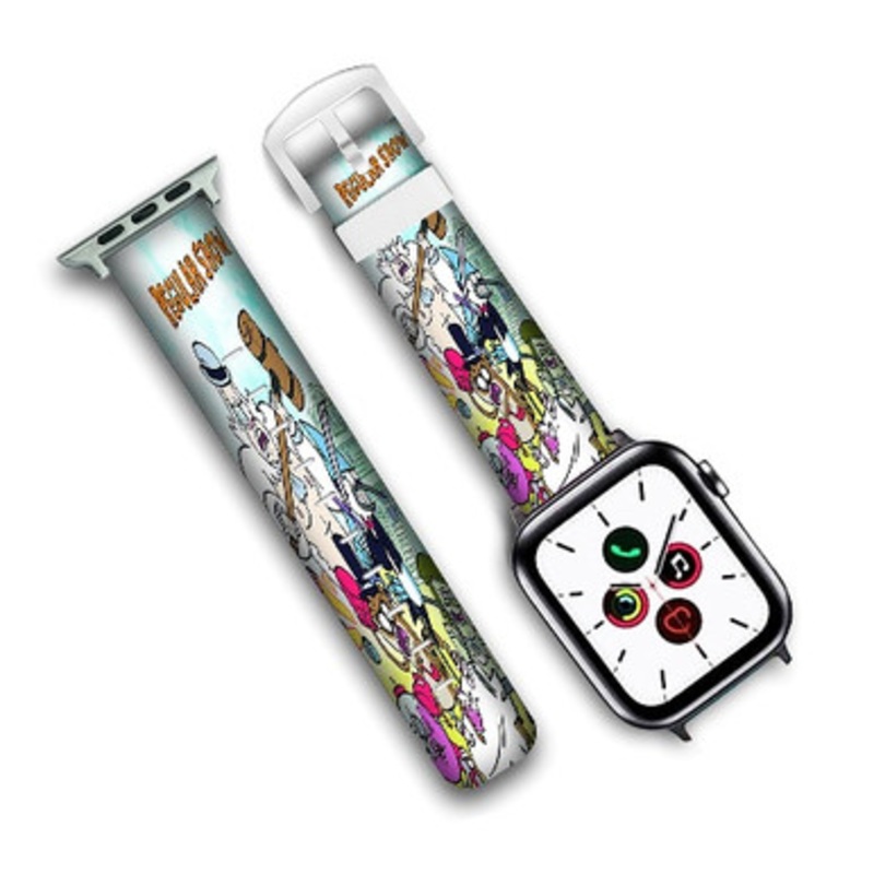 Pastele Regular Show Characters Custom Personalized Apple Watch Band Genuine Leather Watch Band Replacement 38mm 40mm 42mm 44mm