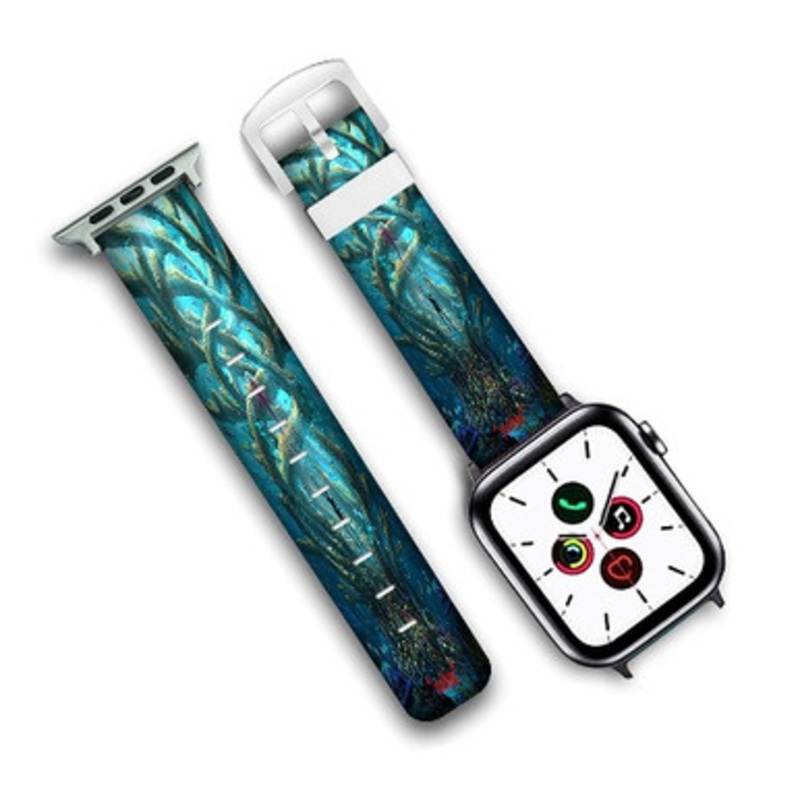 Pastele Subnautica Underwater 2 Custom New Personalized Apple Watch Band Genuine Leather Watch Band Replacement 38mm 40mm 42mm 44mm