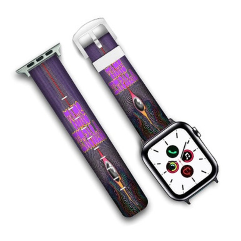 Pastele Tame Impala Art Custom Personalized Apple Watch Band Genuine Leather Watch Band Replacement 38mm 40mm 42mm 44mm