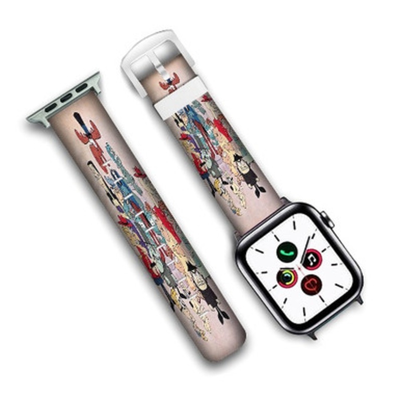 Pastele The Rocky and Bullwinkle Show Custom Personalized Apple Watch Band Genuine Leather Watch Band Replacement 38mm 40mm 42mm 44mm