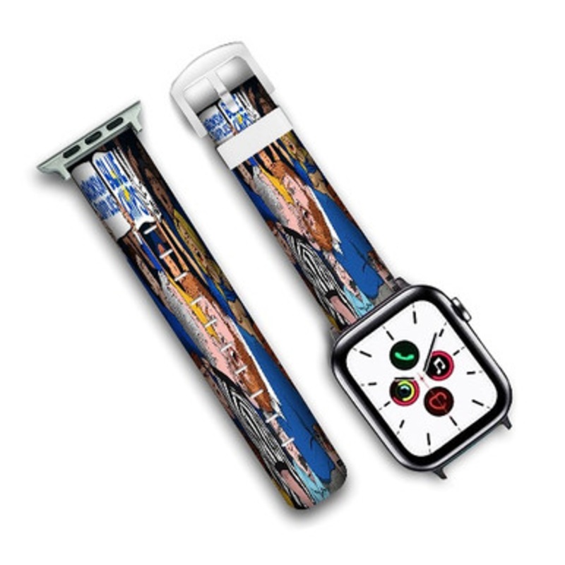 Pastele Action Bronson Blue Chips Custom New Personalized Apple Watch Band Genuine Leather Watch Band Replacement 38mm 40mm 42mm 44mm