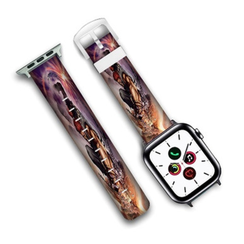 Pastele Akuma Street Fighter Custom Personalized Apple Watch Band Genuine Leather Watch Band Replacement 38mm 40mm 42mm 44mm