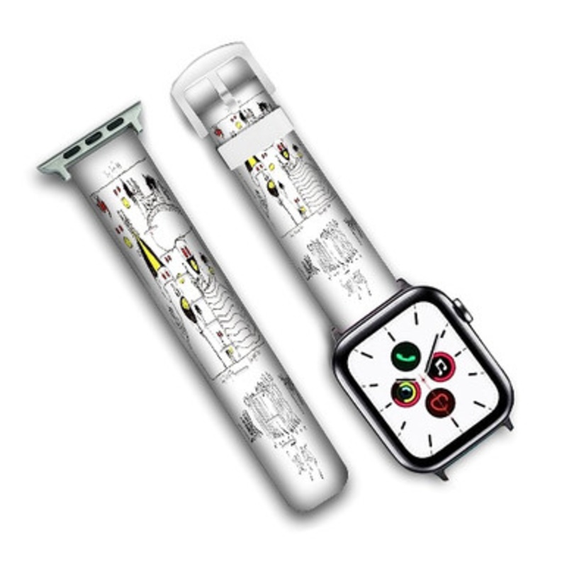 Pastele Animal Collective Custom Personalized Apple Watch Band Genuine Leather Watch Band Replacement 38mm 40mm 42mm 44mm