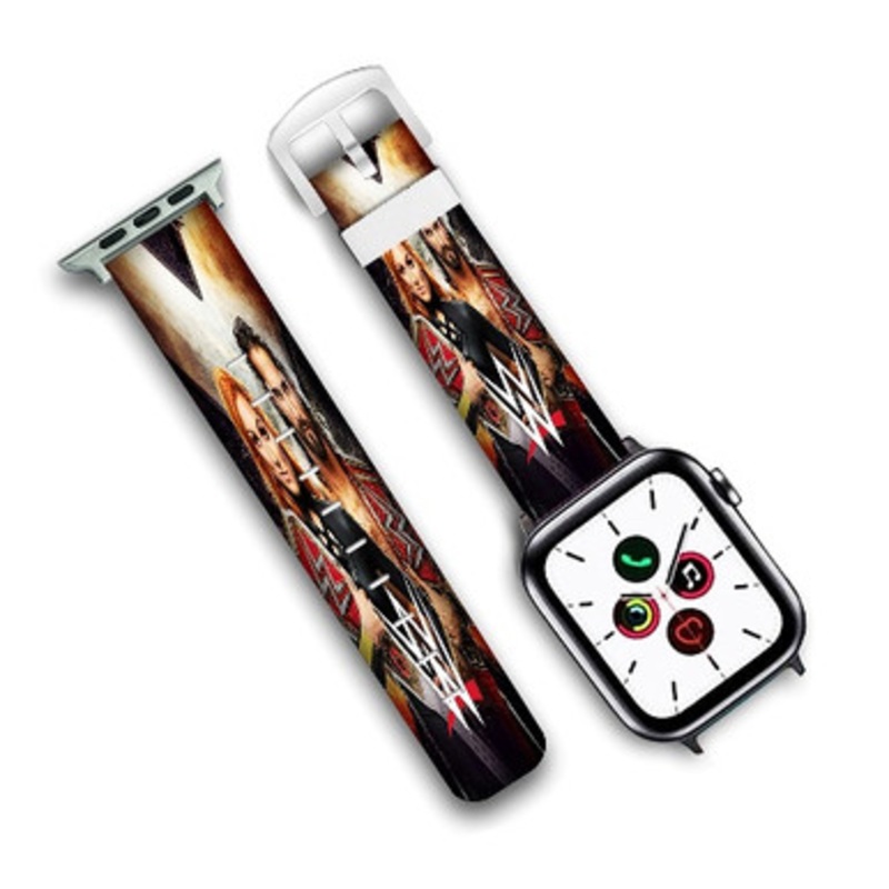 Pastele Becky Lynch Seth Rollins WWE Custom Personalized Apple Watch Band Genuine Leather Watch Band Replacement 38mm 40mm 42mm 44mm