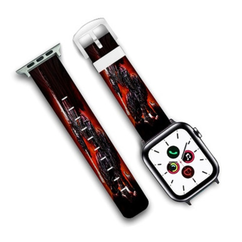 Pastele Berserk Red Fire Custom Personalized Apple Watch Band Genuine Leather Watch Band Replacement 38mm 40mm 42mm 44mm