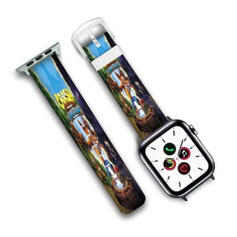 Pastele Crash Bandicoot Custom New Personalized Apple Watch Band Genuine Leather Watch Band Replacement 38mm 40mm 42mm 44mm