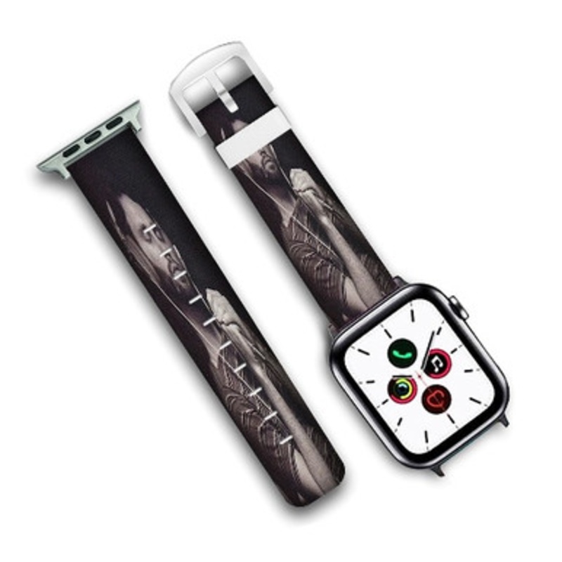 Pastele Jim Morrison Art Custom Personalized Apple Watch Band Genuine Leather Watch Band Replacement 38mm 40mm 42mm 44mm