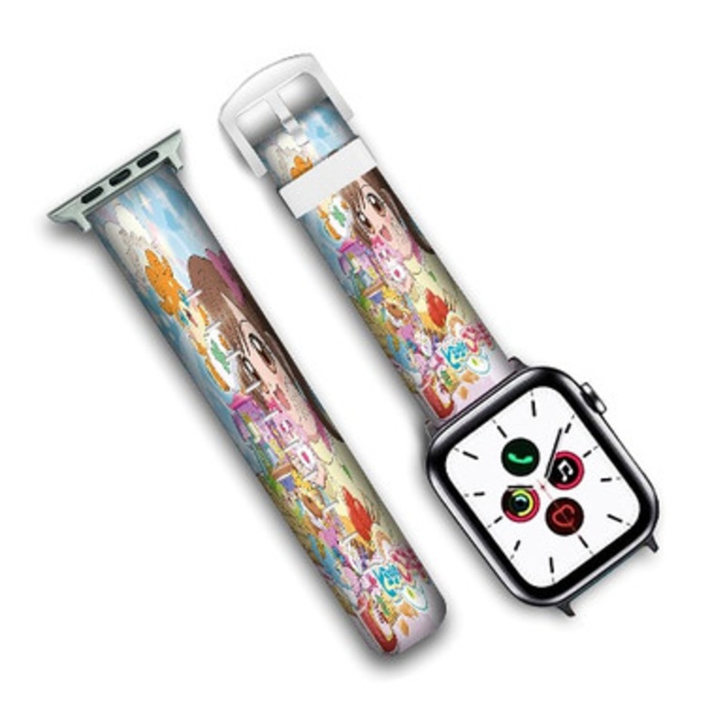 Pastele Kamisama Minarai Himitsu no Cocotama Custom Personalized Apple Watch Band Genuine Leather Watch Band Replacement 38mm 40mm 42mm 44mm