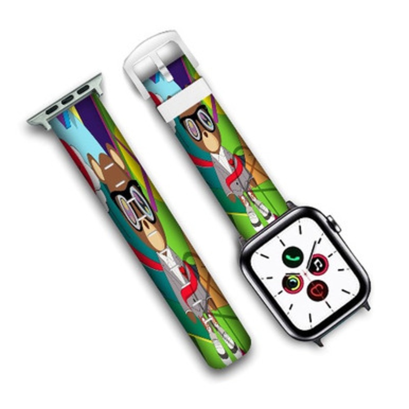 Pastele Kanye West Bear Kaws Paws Custom Personalized Apple Watch Band Genuine Leather Watch Band Replacement 38mm 40mm 42mm 44mm