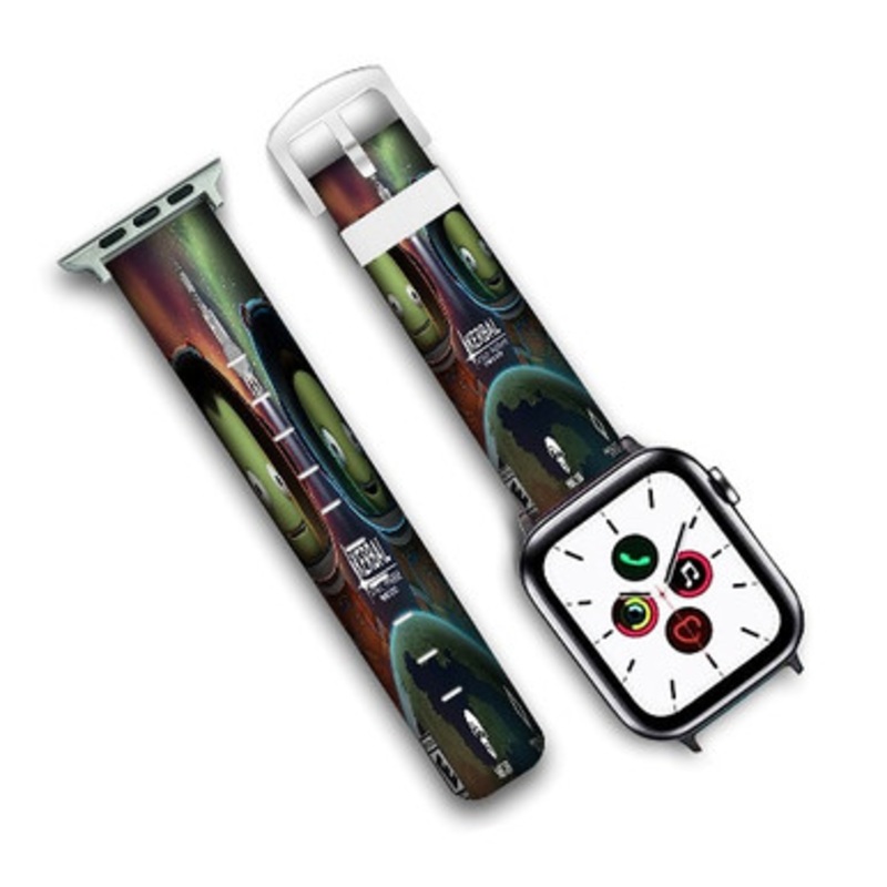 Pastele Kerbal Space Program Enhanced Edition Custom Personalized Apple Watch Band Genuine Leather Watch Band Replacement 38mm 40mm 42mm 44mm
