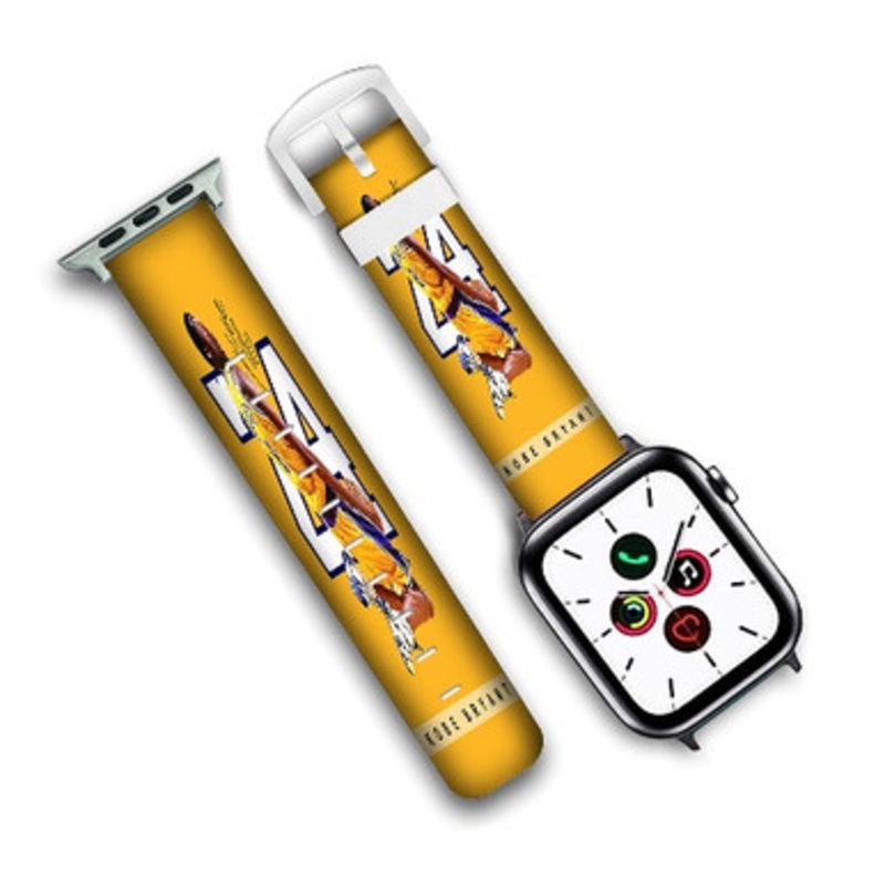 Pastele Kobe Bryant 24 NBA Custom Personalized Apple Watch Band Genuine Leather Watch Band Replacement 38mm 40mm 42mm 44mm