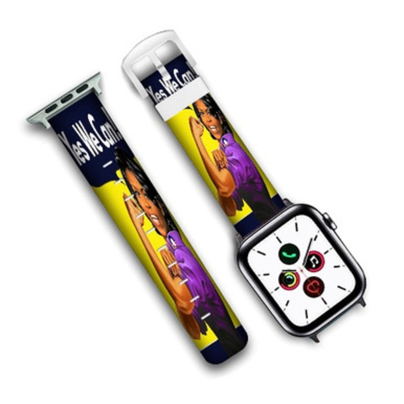 Pastele Michelle Obama Rosie The Riveter 2 Custom Personalized Apple Watch Band Genuine Leather Watch Band Replacement 38mm 40mm 42mm 44mm