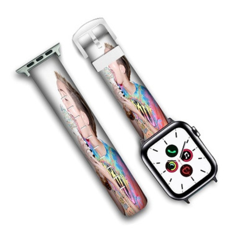 Pastele Miley Cyrus Ice Cream Custom Personalized Apple Watch Band Genuine Leather Watch Band Replacement 38mm 40mm 42mm 44mm