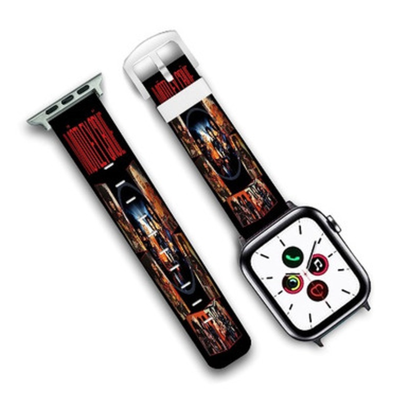 Pastele Motley Crue Shout At The Devil Custom Personalized Apple Watch Band Genuine Leather Watch Band Replacement 38mm 40mm 42mm 44mm