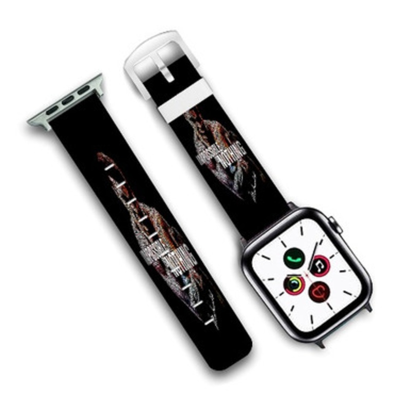 Pastele Muhammad Ali Motivational Quotes Custom Personalized Apple Watch Band Genuine Leather Watch Band Replacement 38mm 40mm 42mm 44mm