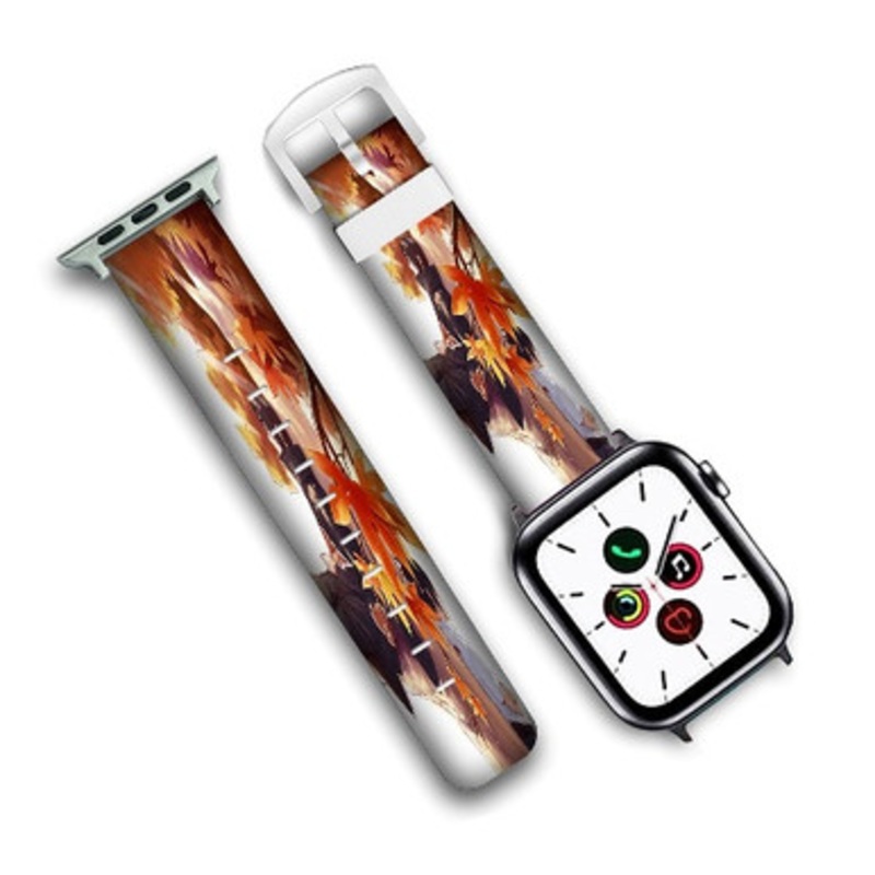 Pastele Naruto Shippuden Sasuke and Itachi Custom Personalized Apple Watch Band Genuine Leather Watch Band Replacement 38mm 40mm 42mm 44mm