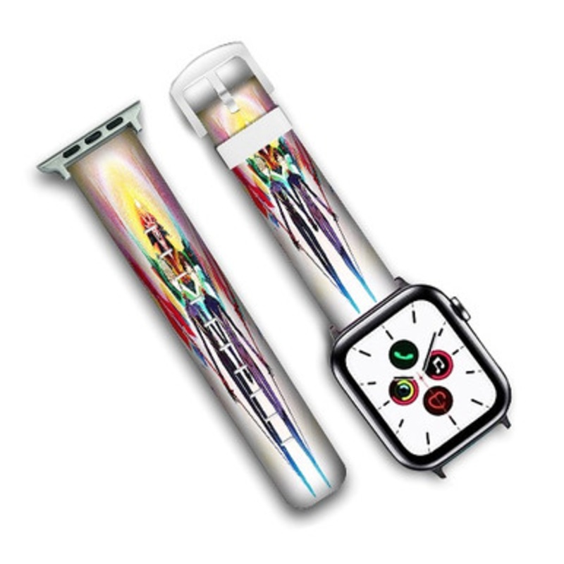 Pastele Neon Genesis Evangelion Shinji and Kaworu Custom Personalized Apple Watch Band Genuine Leather Watch Band Replacement 38mm 40mm 42mm 44mm