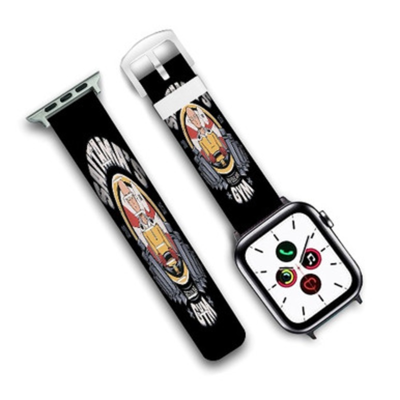 Pastele One Punch Man Saitama Gym Custom Personalized Apple Watch Band Genuine Leather Watch Band Replacement 38mm 40mm 42mm 44mm