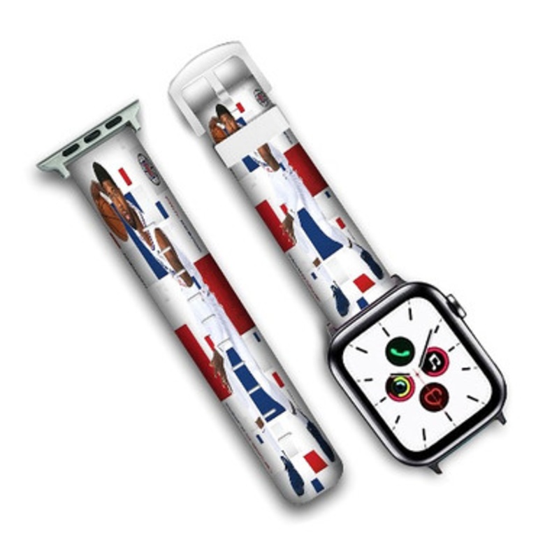 Pastele Paul George Los Angeles Clippers NBA Custom Personalized Apple Watch Band Genuine Leather Watch Band Replacement 38mm 40mm 42mm 44mm