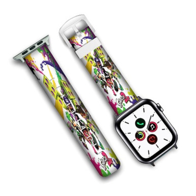 Pastele Splatoon 2 Custom Personalized Apple Watch Band Genuine Leather Watch Band Replacement 38mm 40mm 42mm 44mm