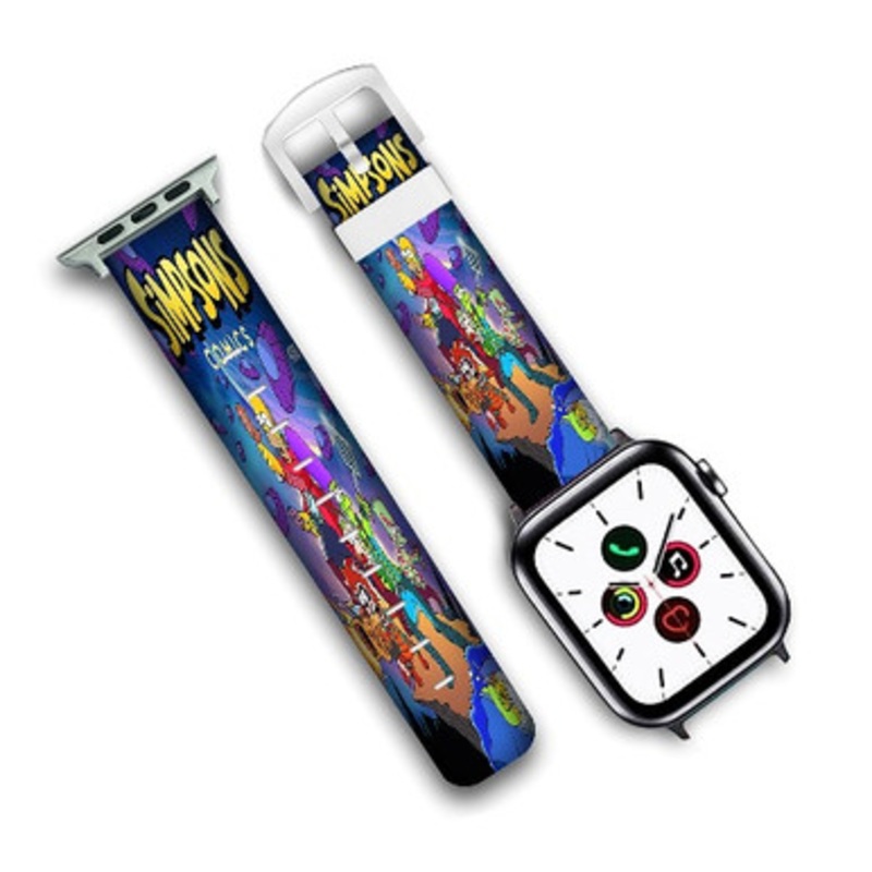 Pastele The Simpsons Guardians of The Galaxy Custom Personalized Apple Watch Band Genuine Leather Watch Band Replacement 38mm 40mm 42mm 44mm