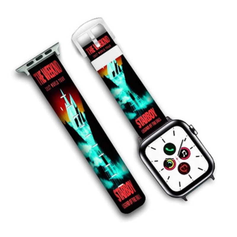 Pastele The Weeknd 2017 World Tour Starboy Custom Personalized Apple Watch Band Genuine Leather Watch Band Replacement 38mm 40mm 42mm 44mm