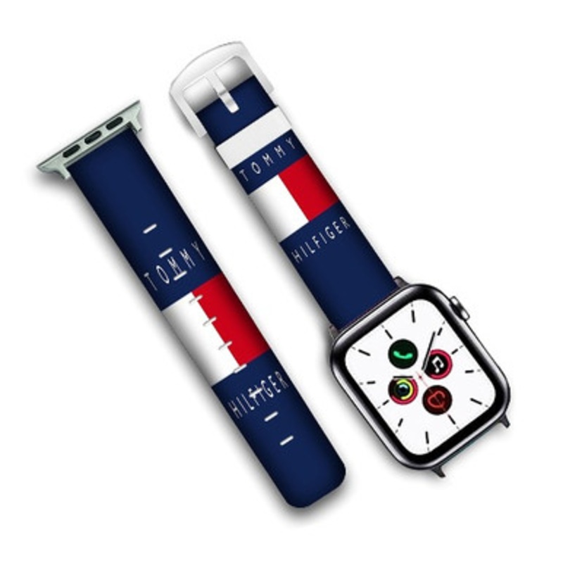 Pastele Tommy Hilfiger Custom Personalized Apple Watch Band Genuine Leather Watch Band Replacement