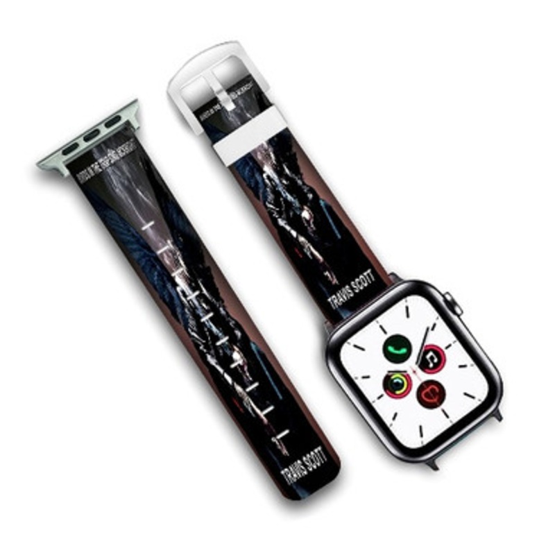 Pastele Travis Scott Birds in the Trap Sing Mc Knight Music Custom Personalized Apple Watch Band Genuine Leather Watch Band Replacement 38mm 40mm 42mm 44mm