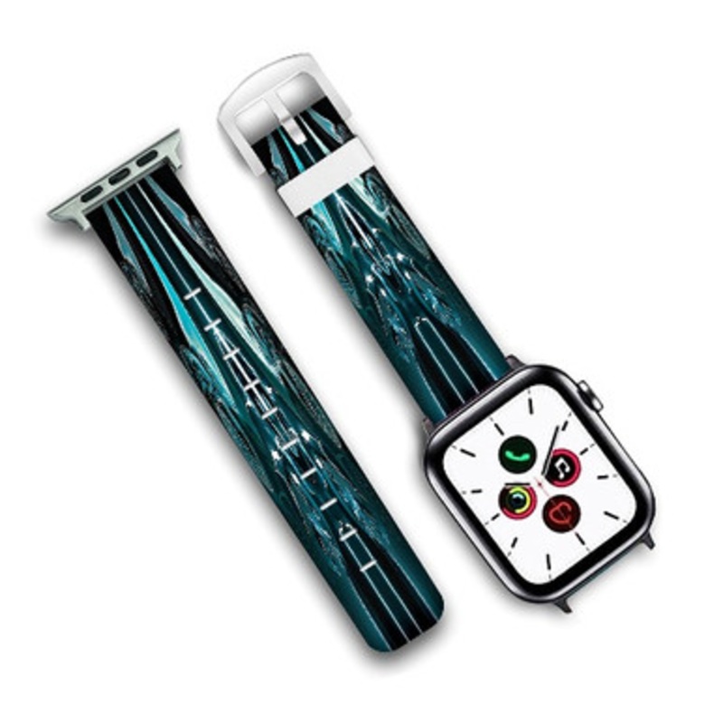 Pastele Tron Uprising Custom Personalized Apple Watch Band Genuine Leather Watch Band Replacement 38mm 40mm 42mm 44mm