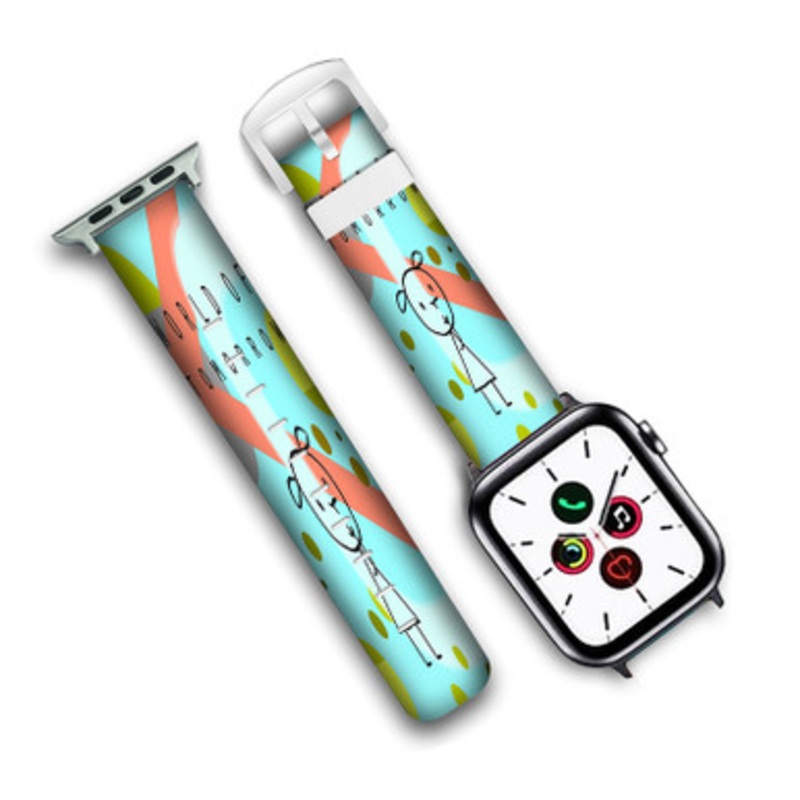 Pastele World of Tomorrow It s Such a Beautiful Day Custom Personalized Apple Watch Band Genuine Leather Watch Band Replacement 38mm 40mm 42mm 44mm