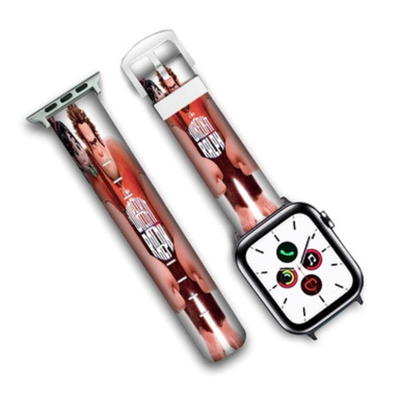 Pastele Wreck It Ralph Disney Custom Personalized Apple Watch Band Genuine Leather Watch Band Replacement 38mm 40mm 42mm 44mm