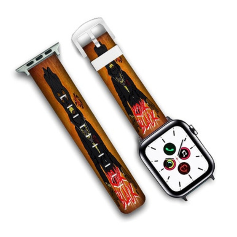 Pastele Black Cats Kodak Black Custom New Personalized Apple Watch Band Genuine Leather Watch Band Replacement 38mm 40mm 42mm 44mm
