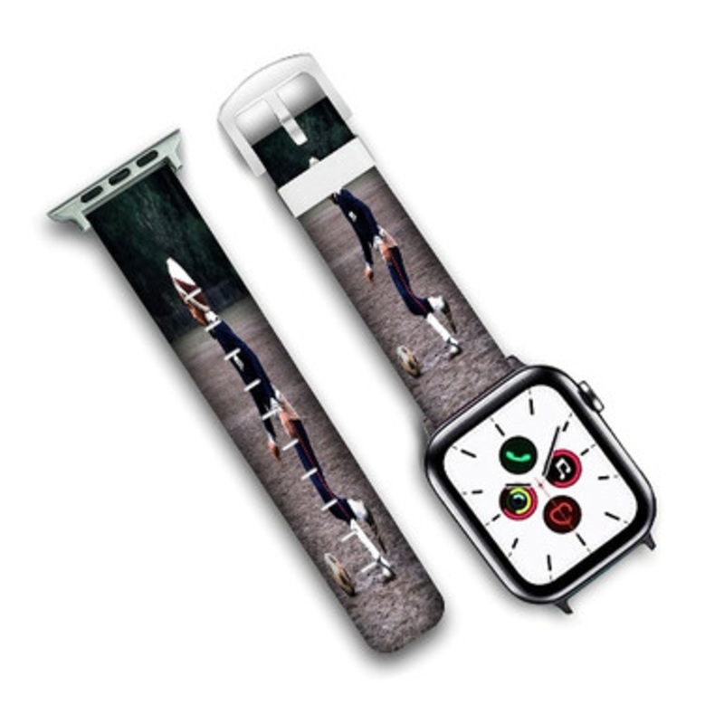 Pastele Bob Marley Playing Football Custom Personalized Apple Watch Band Genuine Leather Watch Band Replacement 38mm 40mm 42mm 44mm