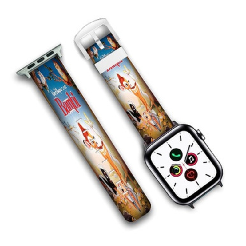 Pastele Disney Bambi Custom Personalized Apple Watch Band Genuine Leather Watch Band Replacement 38mm 40mm 42mm 44mm