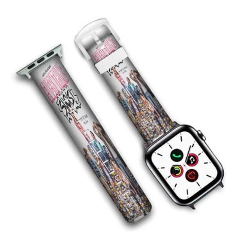 Pastele Everything Sucks Custom Personalized Apple Watch Band Genuine Leather Watch Band Replacement 38mm 40mm 42mm 44mm