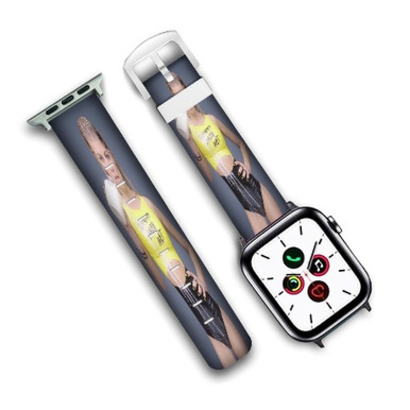 Pastele Fergie Milf Money Custom Personalized Apple Watch Band Genuine Leather Watch Band Replacement 38mm 40mm 42mm 44mm