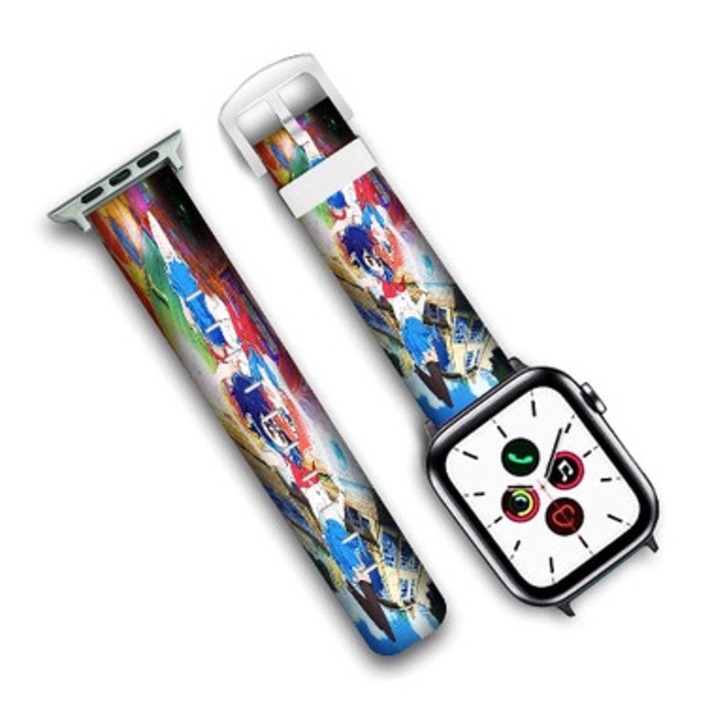 Pastele Flip Flapper Anime Custom Personalized Apple Watch Band Genuine Leather Watch Band Replacement 38mm 40mm 42mm 44mm