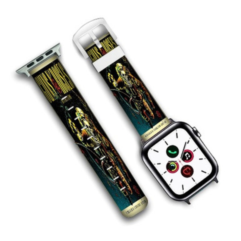 Pastele Guns N Roses Ohio Custom Personalized Apple Watch Band Genuine Leather Watch Band Replacement 38mm 40mm 42mm 44mm