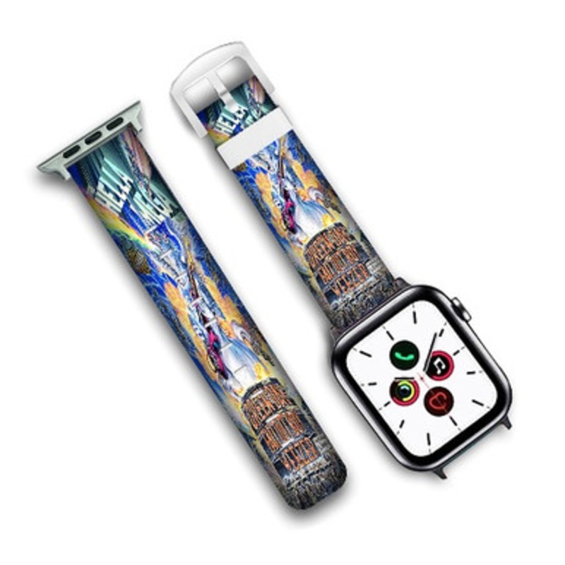 Pastele hella mega tour Custom Personalized Apple Watch Band Genuine Leather Watch Band Replacement 38mm 40mm 42mm 44mm