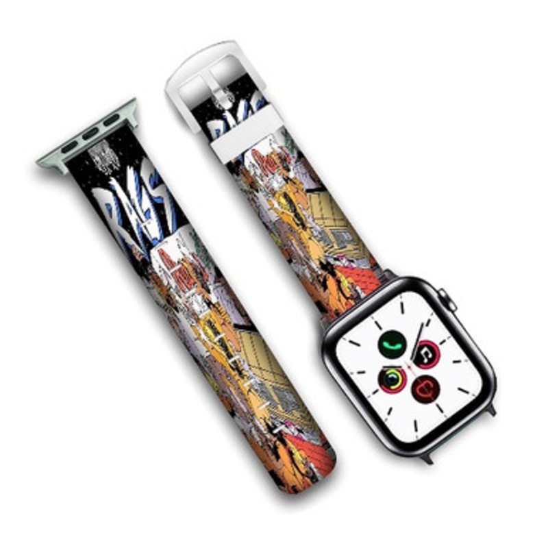 Pastele House Earth Gang Feat Mick Jenkins Custom New Personalized Apple Watch Band Genuine Leather Watch Band Replacement 38mm 40mm 42mm 44mm