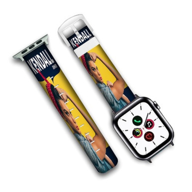 Pastele Kendall Jenner as Rosie the Riveter Custom Personalized Apple Watch Band Genuine Leather Watch Band Replacement 38mm 40mm 42mm 44mm