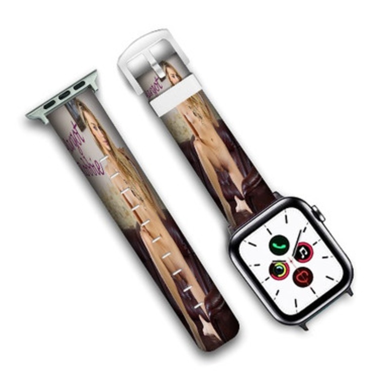 Pastele Margot Robbie 2 Custom Personalized Apple Watch Band Genuine Leather Watch Band Replacement 38mm 40mm 42mm 44mm