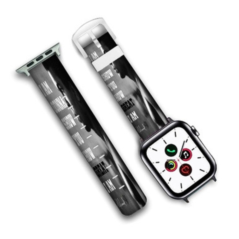 Pastele Muhammad Ali Quotes Custom Personalized Apple Watch Band Genuine Leather Watch Band Replacement 38mm 40mm 42mm 44mm