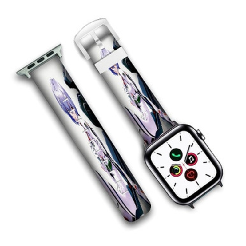 Pastele Rei Ayanami Neon Genesis Evangelion Anime Custom Personalized Apple Watch Band Genuine Leather Watch Band Replacement 38mm 40mm 42mm 44mm
