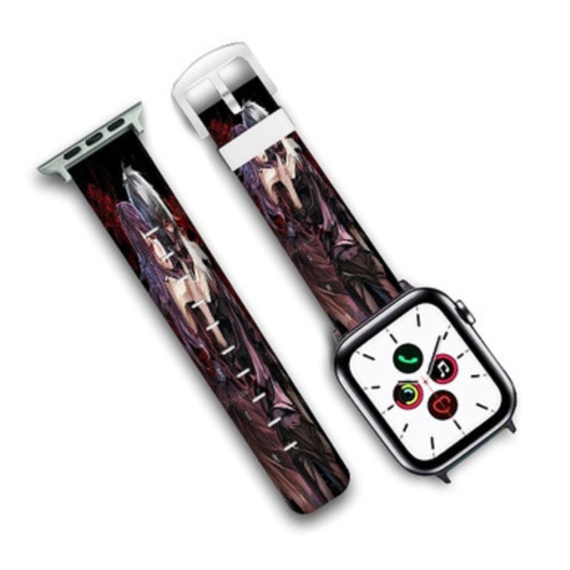 Pastele Rize and Kaneki Tokyo Ghoul Custom Personalized Apple Watch Band Genuine Leather Watch Band Replacement 38mm 40mm 42mm 44mm