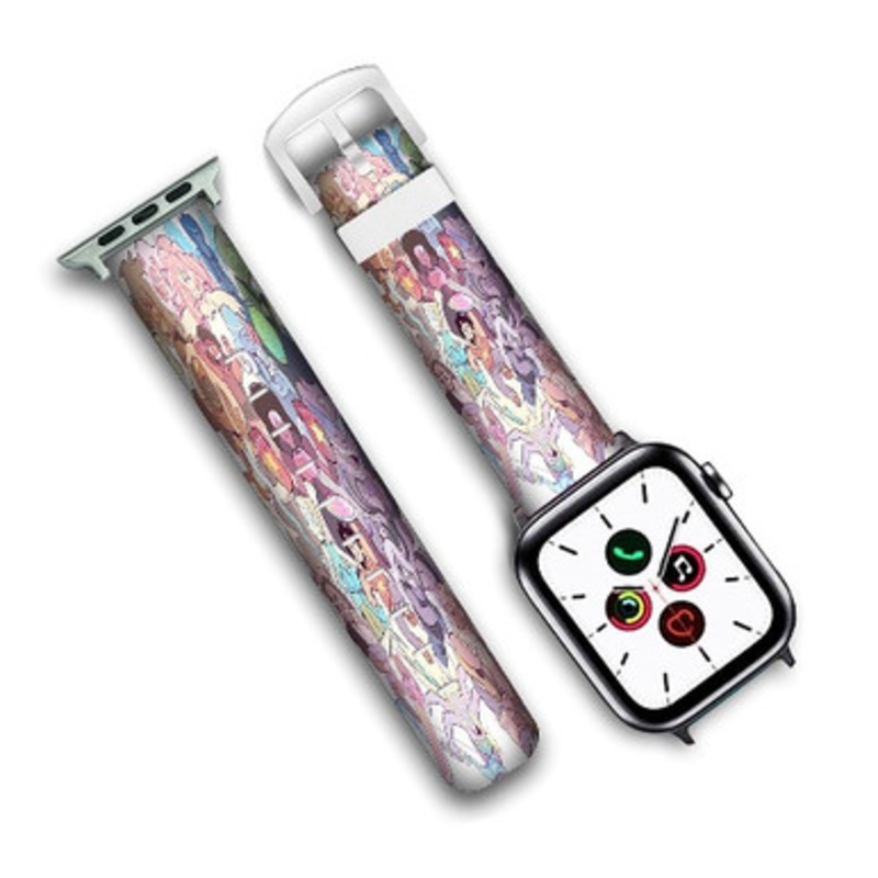 Pastele Steven Universe All Friends Custom Personalized Apple Watch Band Genuine Leather Watch Band Replacement 38mm 40mm 42mm 44mm
