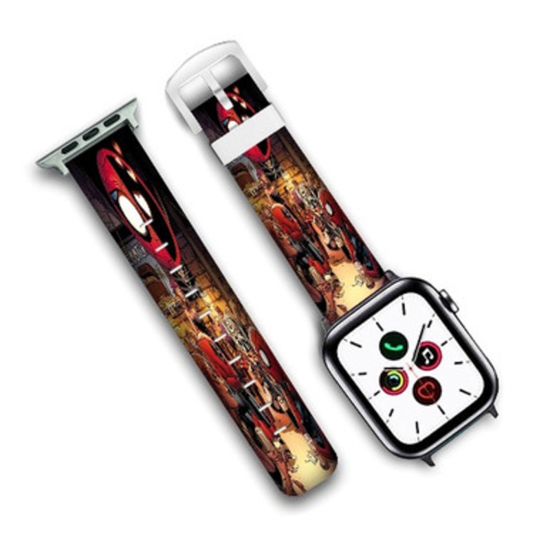 Pastele Superhero Drunk Spiderman Deadpool Custom Personalized Apple Watch Band Genuine Leather Watch Band Replacement 38mm 40mm 42mm 44mm