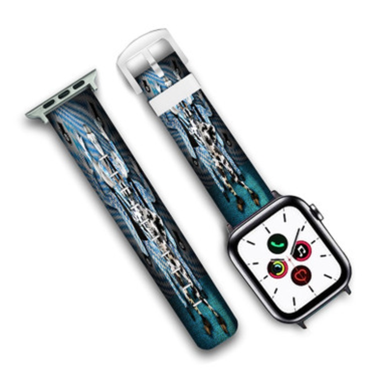 Pastele The Residents Art Custom Personalized Apple Watch Band Genuine Leather Watch Band Replacement 38mm 40mm 42mm 44mm