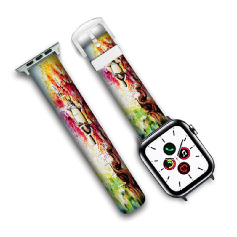 Pastele Totoro Studio Ghibli Custom Personalized Apple Watch Band Genuine Leather Watch Band Replacement 38mm 40mm 42mm 44mm